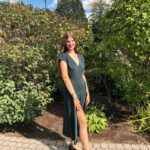 Aritzia Babaton Scarab (Dark Green) Hamptons V-Neck Dress
